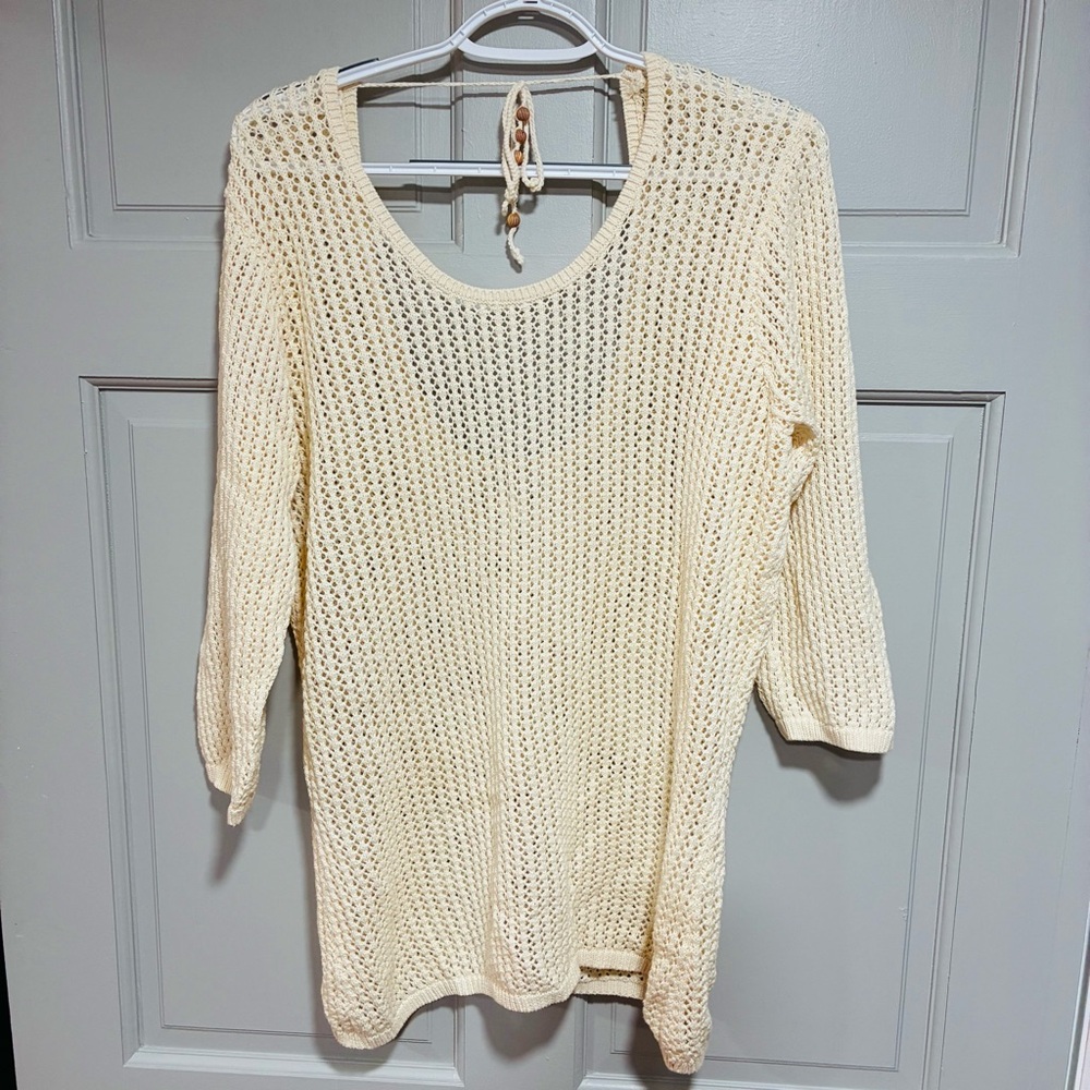 Vintage‎ Old Navy Women Crochet Fisherman Top Size XL Fairy Preppy Cottagecore